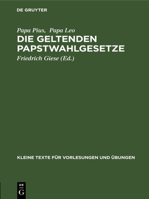 cover image of Die geltenden Papstwahlgesetze